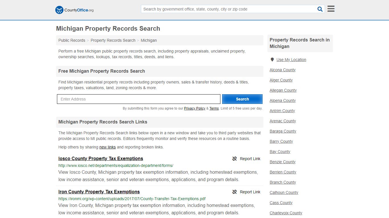Michigan Property Records Search - County Office